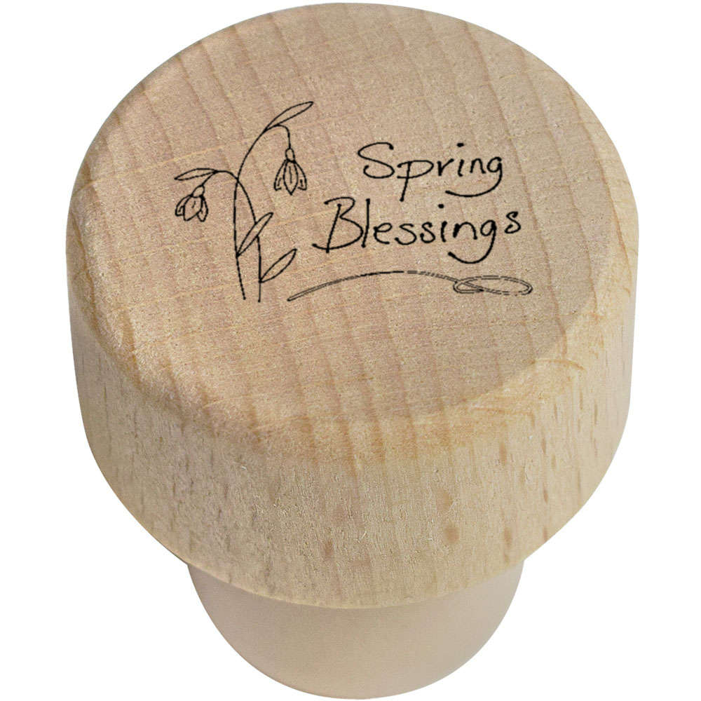 19mm 'Snowdrop Spring Blessings' Wooden Bottle Stopper / Cork (BS00031206)