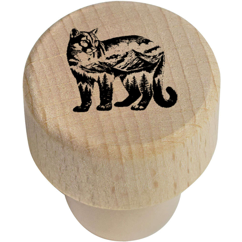 19mm 'Mountain Lion Standing' Wooden Bottle Stopper / Cork (BS00031493)