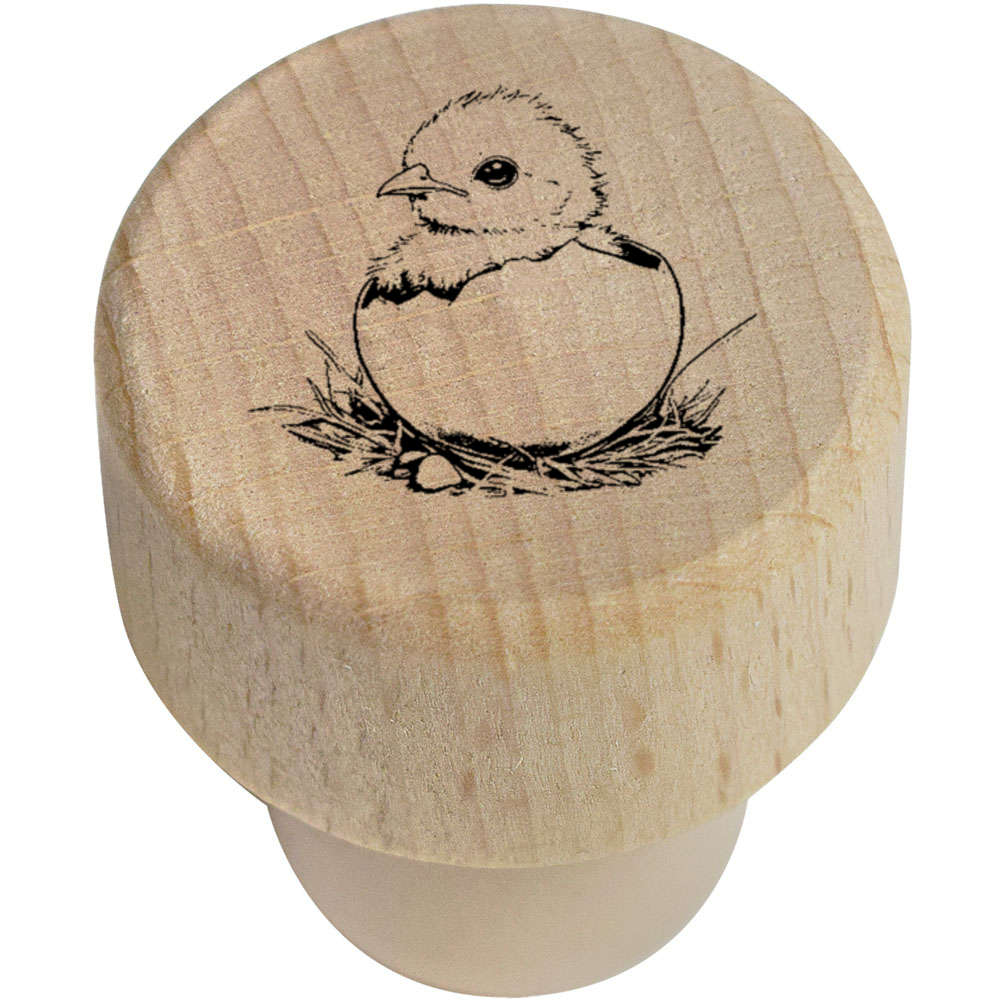 19mm 'Baby Chick Coming Out of Egg' Wooden Bottle Stopper / Cork (BS00031650)