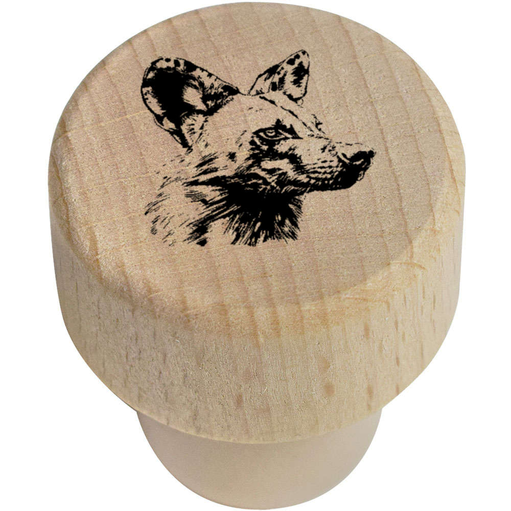 19mm 'African Wild Dog Side View' Wooden Bottle Stopper / Cork (BS00031873)