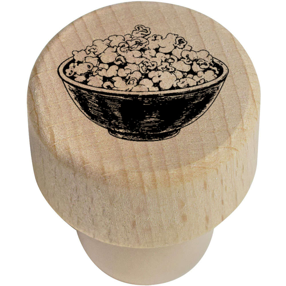 19mm 'Bowl of Popcorn' Wooden Bottle Stopper / Cork (BS00032220)