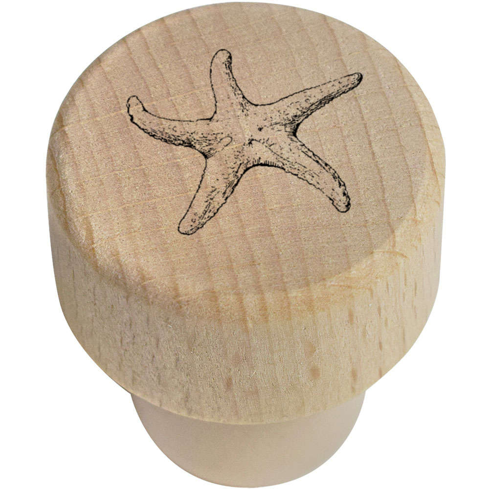 19mm 'Single Starfish' Wooden Bottle Stopper / Cork (BS00032246)
