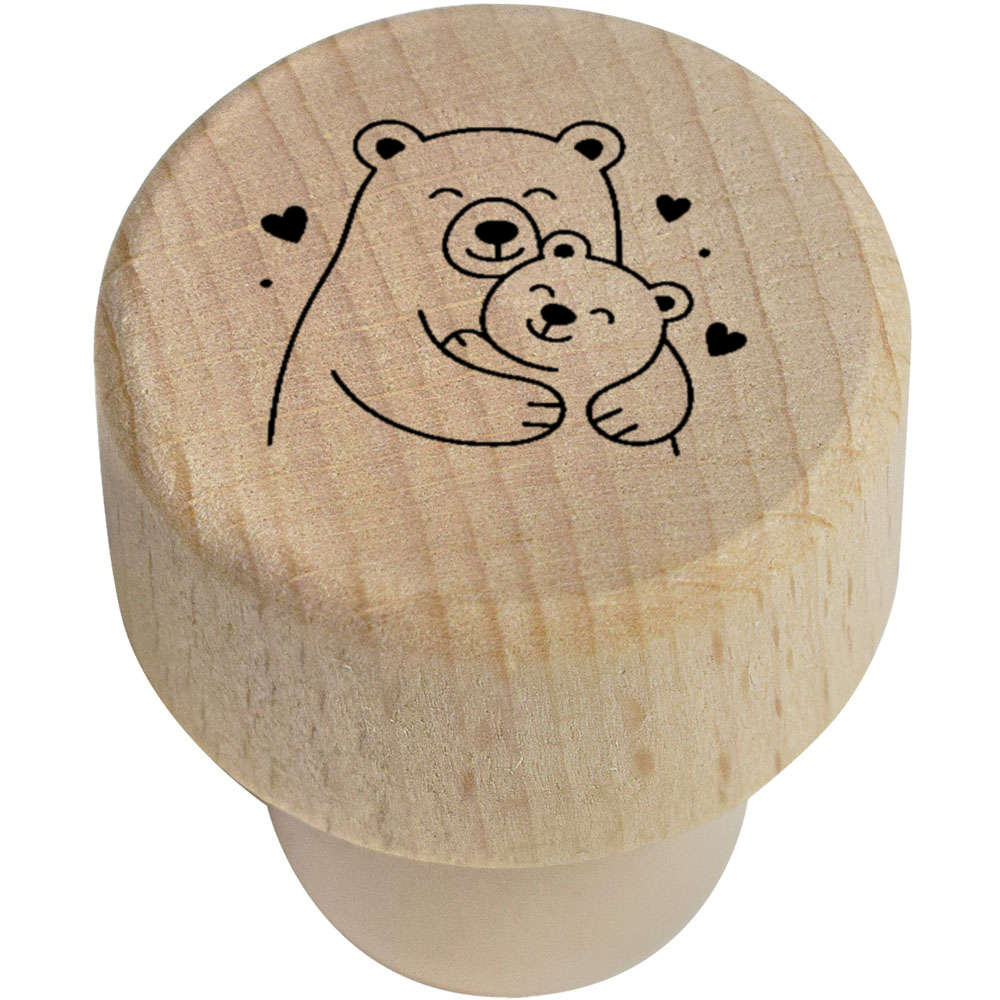 19mm 'two bears' Wooden Bottle Stopper / Cork (BS00032311)