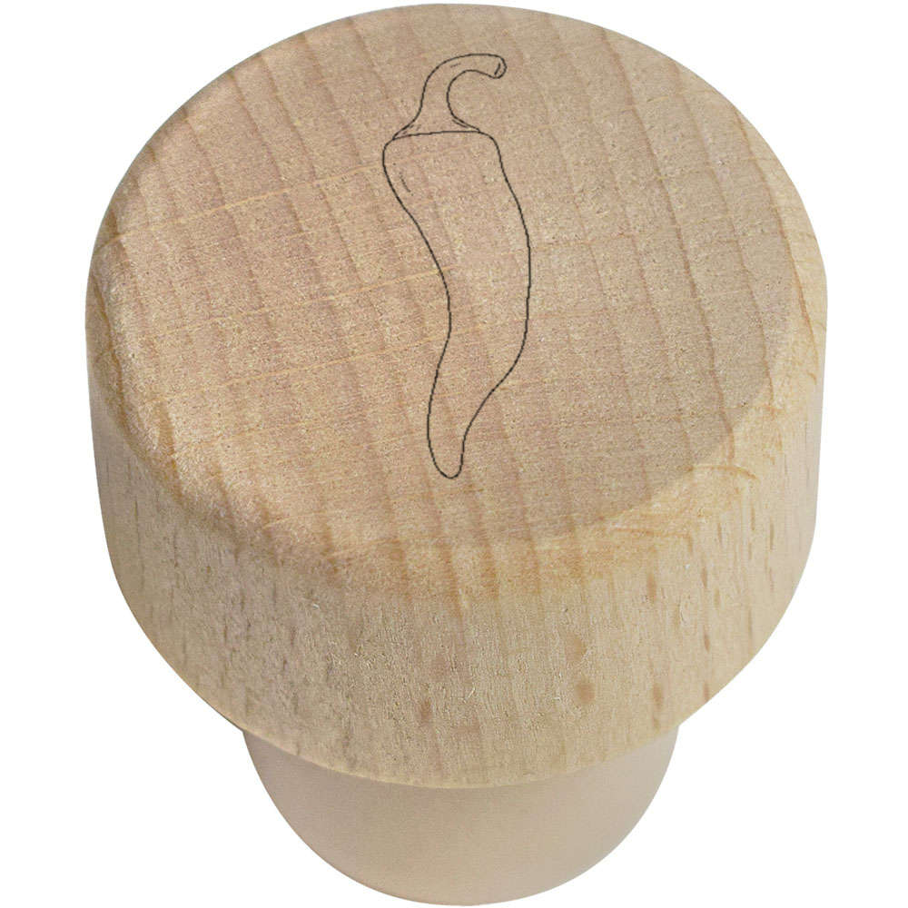 19mm 'Spicy Chilli Pepper' Wooden Bottle Stopper / Cork (BS00032409)