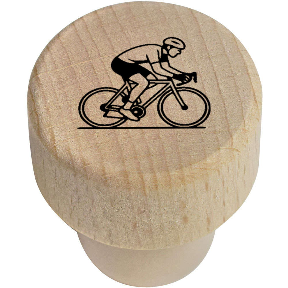 19mm 'Cycling Man' Wooden Bottle Stopper / Cork (BS00032791)