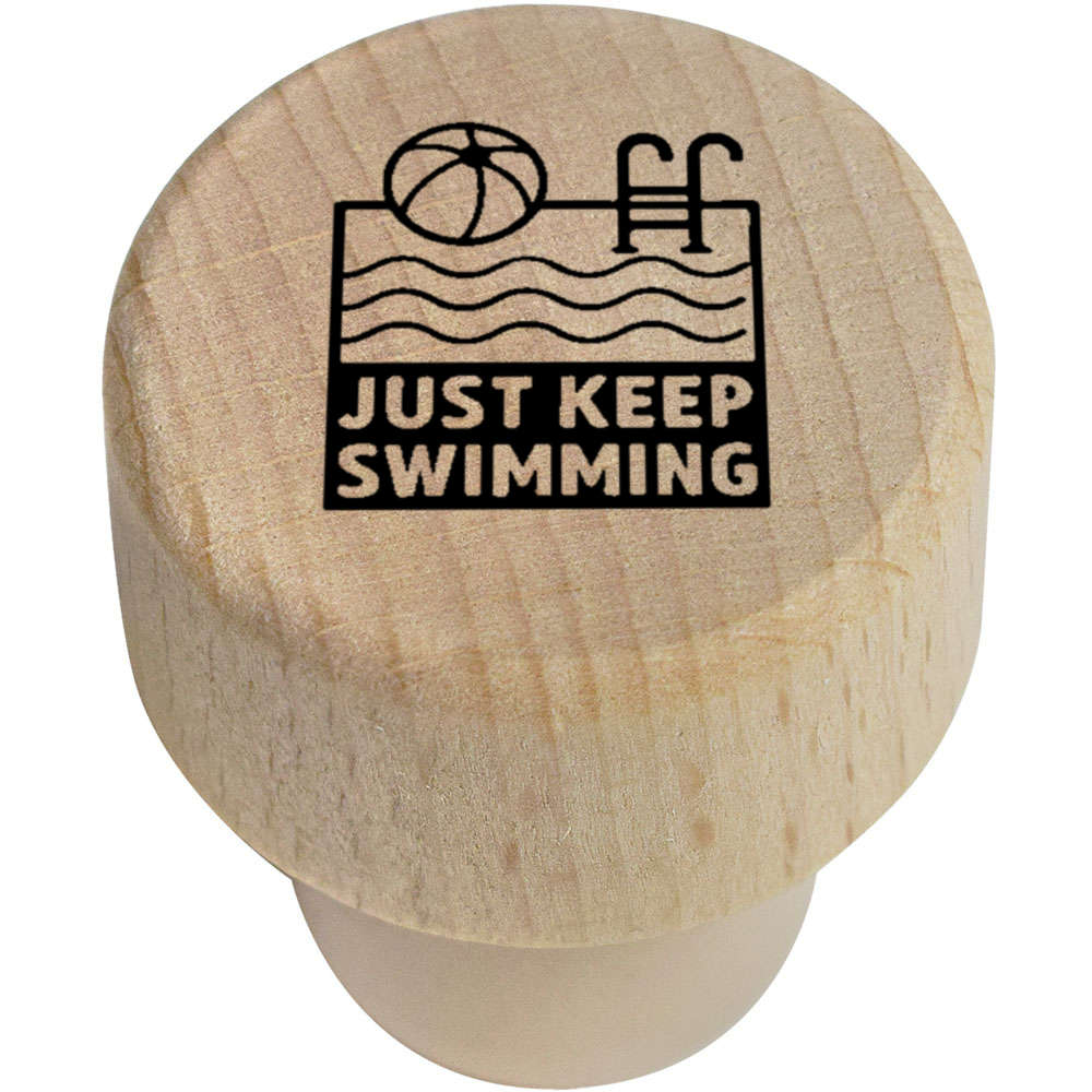 19mm 'Just Keep Swimming Pool' Wooden Bottle Stopper / Cork (BS00032871)