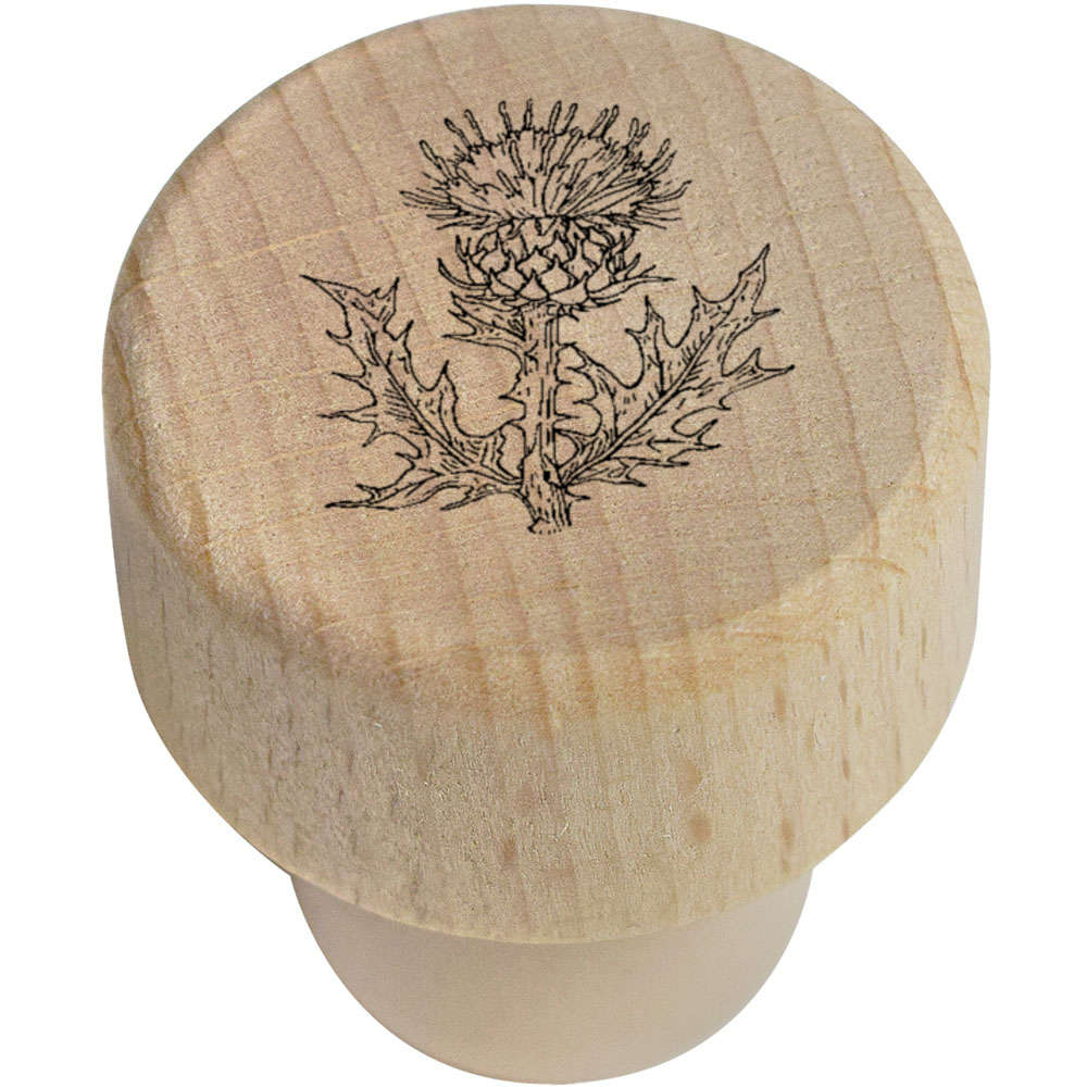 19mm 'Scottish Thistle ' Wooden Bottle Stopper / Cork (BS00033109)