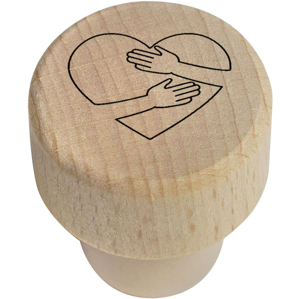19mm 'Hugging Heart' Wooden Bottle Stopper / Cork (BS00033636)