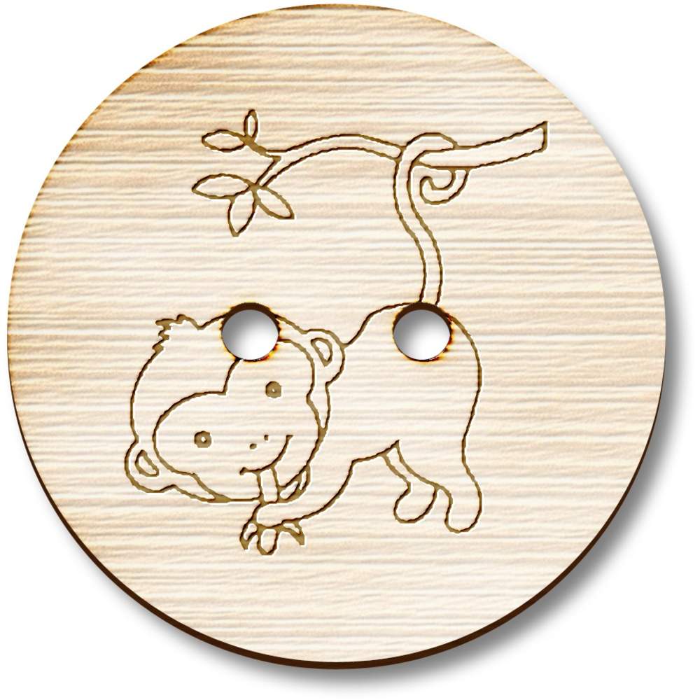 8 x 23mm 'Monkey In A Tree' Round Wooden Buttons (BT00004762)