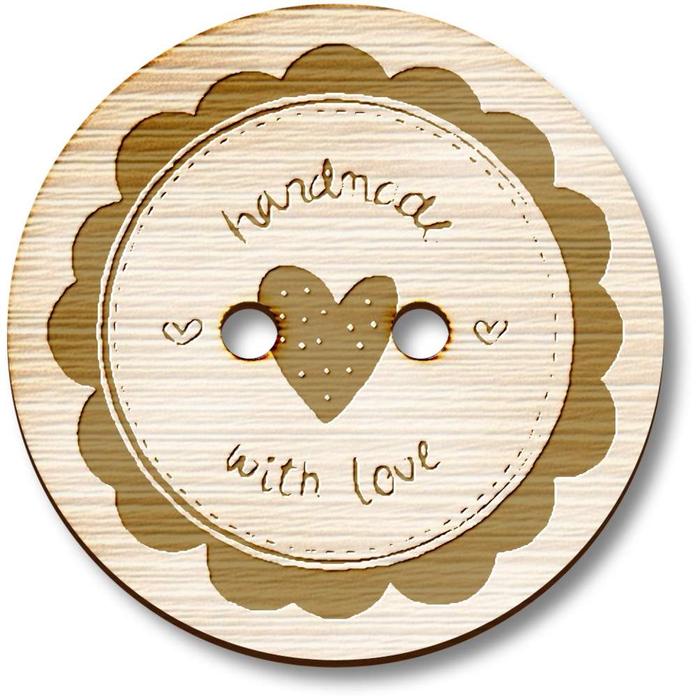 'Handmade With Love' Wooden Buttons (BT004512)