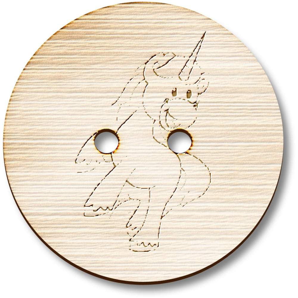 8 x 23mm 'Happy Unicorn' Round Wooden Buttons (BT00008818)