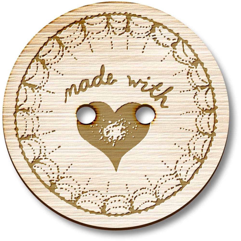 8 x 23mm 'Made With Love' Round Wooden Buttons (BT00013921)