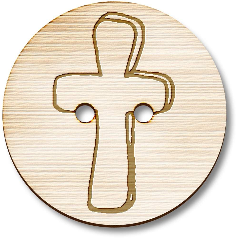 8 x 23mm 'Religious Cross Symbol' Round Wooden Buttons (BT00022063)