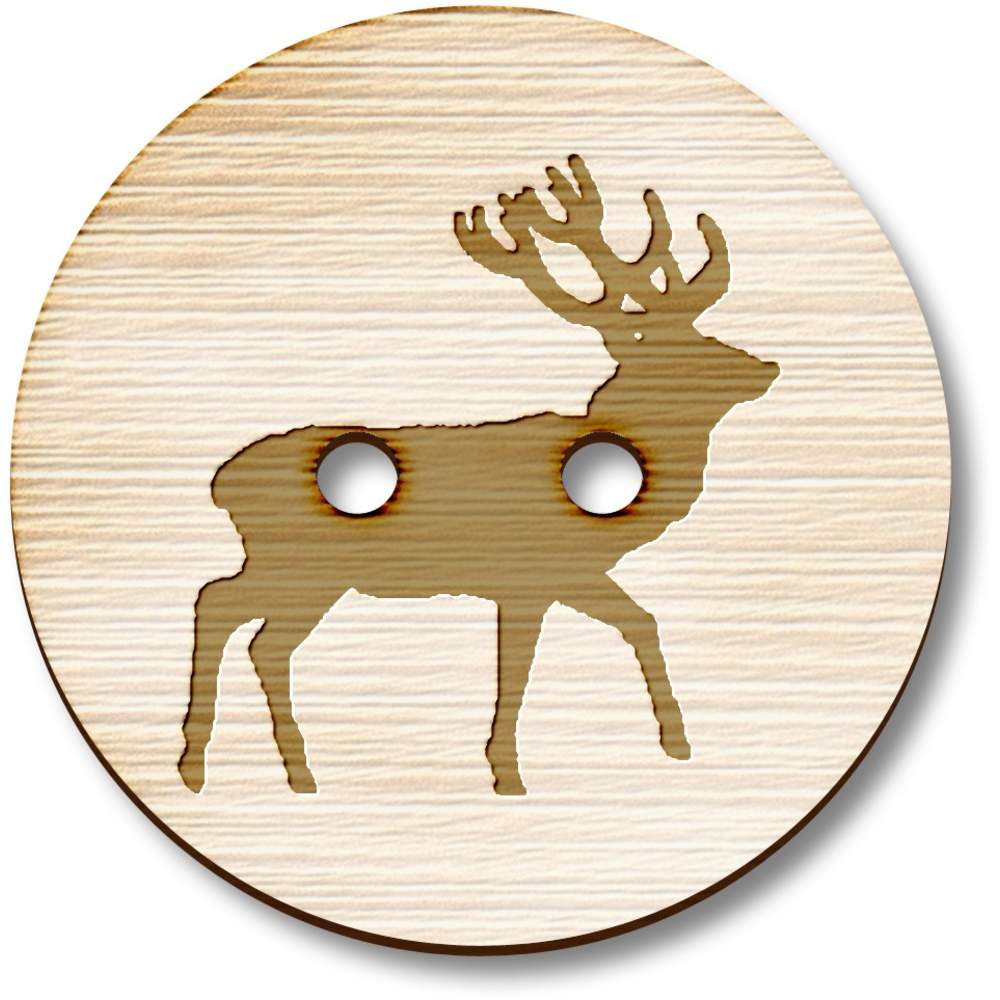 8 x 23mm 'Deer Stag Silhouette' Round Wooden Buttons (BT00023131)