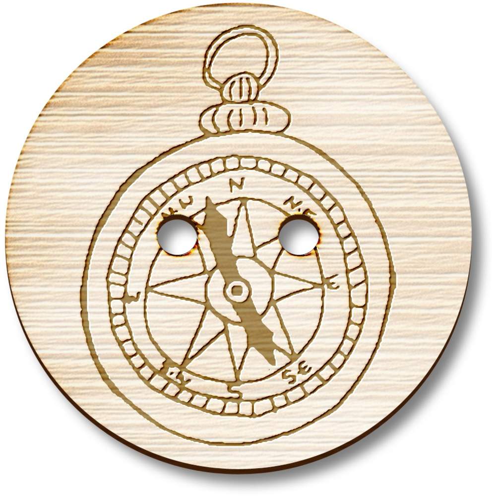 8 x 23mm 'Vintage Compass' Round Wooden Buttons (BT00046851)