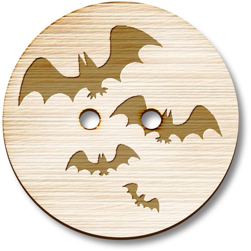 'Flying Bats' Wooden Buttons (BT013338)