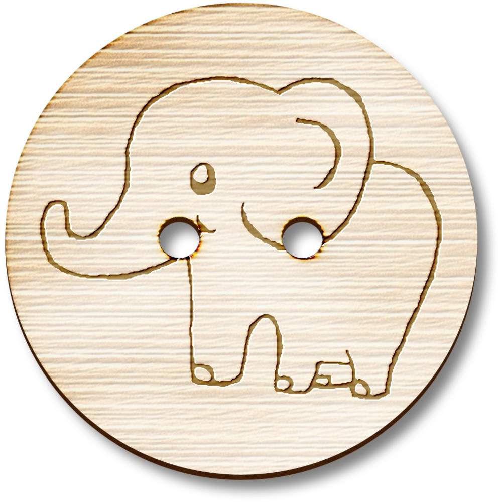 8 x 23mm 'Cute Elephant' Round Wooden Buttons (BT00053466)