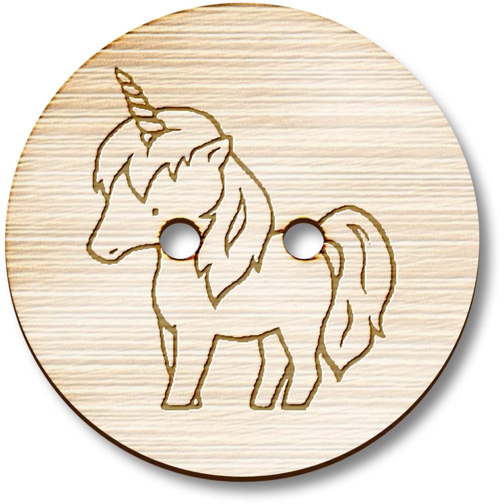 8 x 23mm 'Cute Unicorn' Round Wooden Buttons (BT00057946)