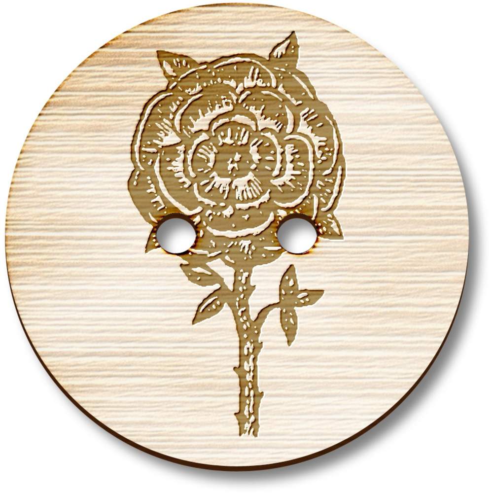 8 x 23mm 'Tudor Rose' Round Wooden Buttons (BT00058361)