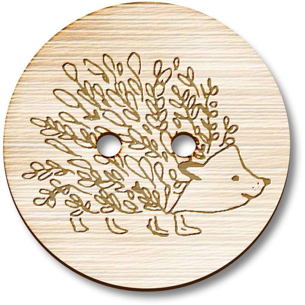 'Floral Hedgehog' Wooden Buttons (BT018093)