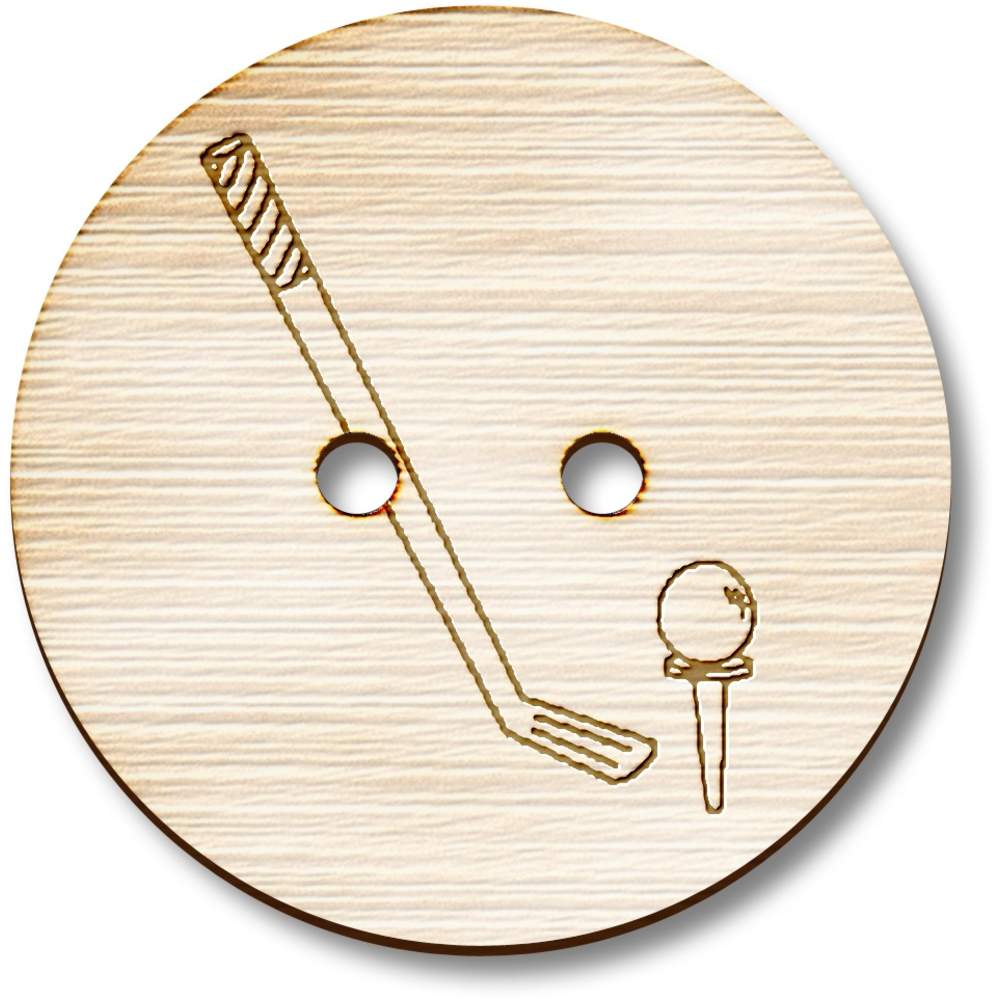 'Golf Club & Ball' Wooden Buttons (BT018374)