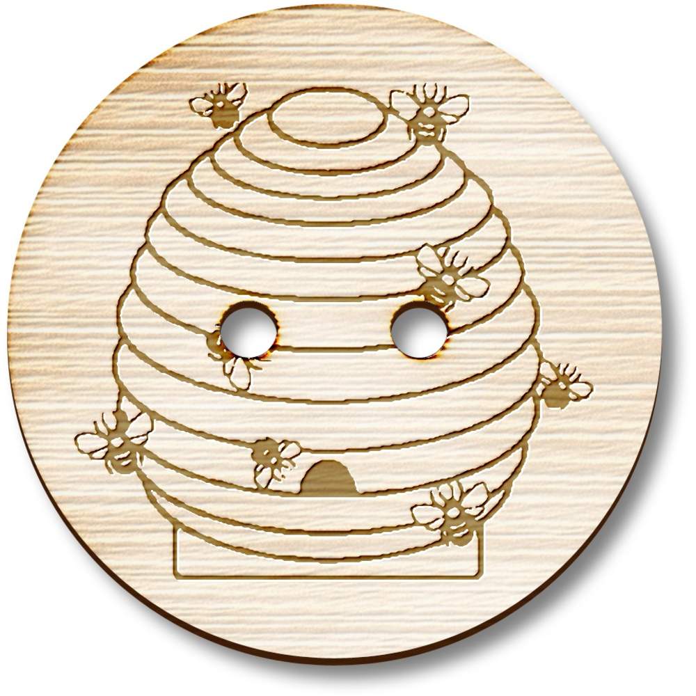 'Bee Hive' Wooden Sewing Buttons - Round Fasteners for Clothes, Knitting, Crafts and Scrapbooking (BT018669)