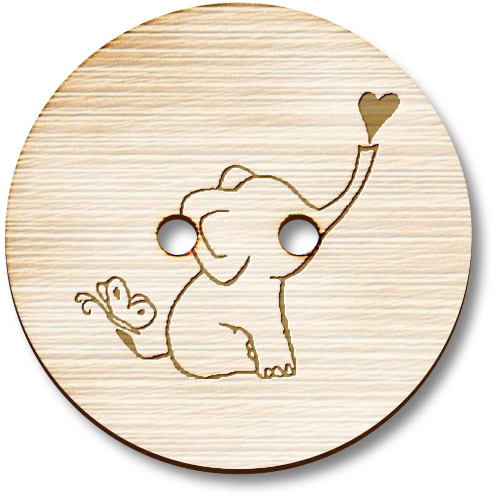 8 x 23mm 'Baby Elephant' Round Wooden Buttons (BT00078796)