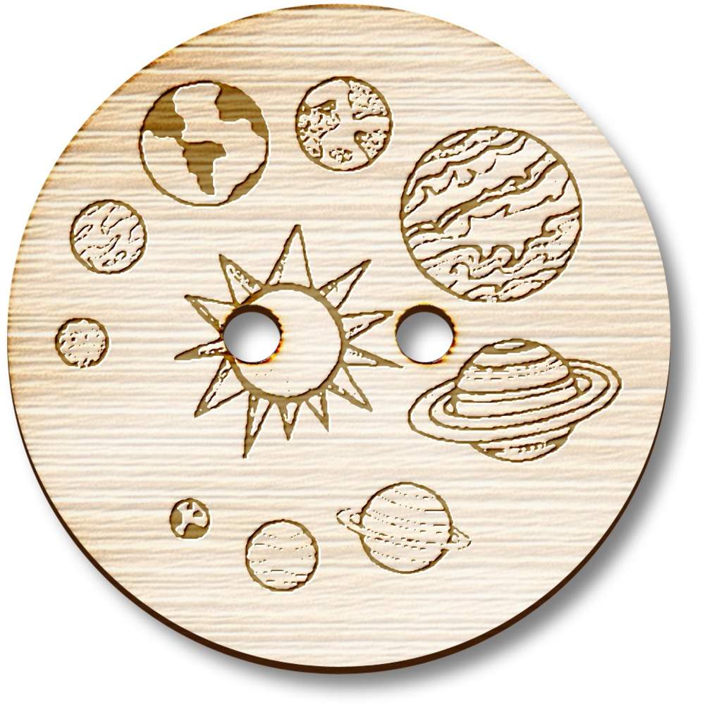 8 x 23mm 'Solar System' Round Wooden Buttons (BT00080786)