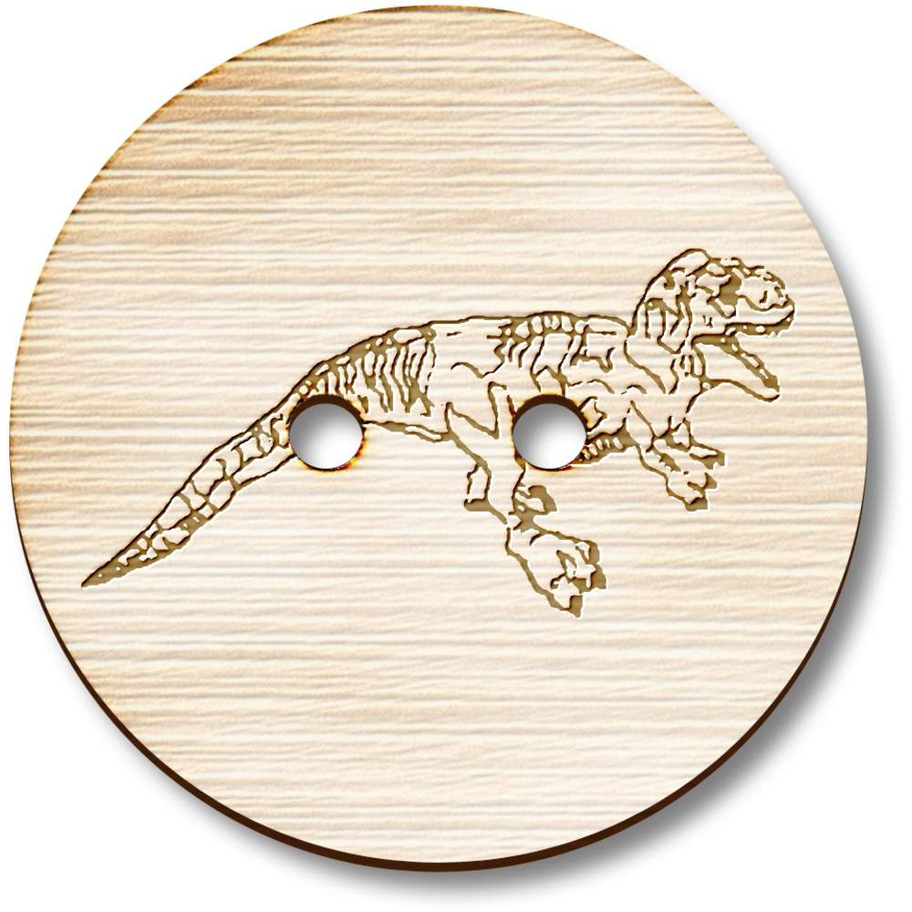 8 x 23mm 'Roaring Dinosaur' Round Wooden Buttons (BT00089561)