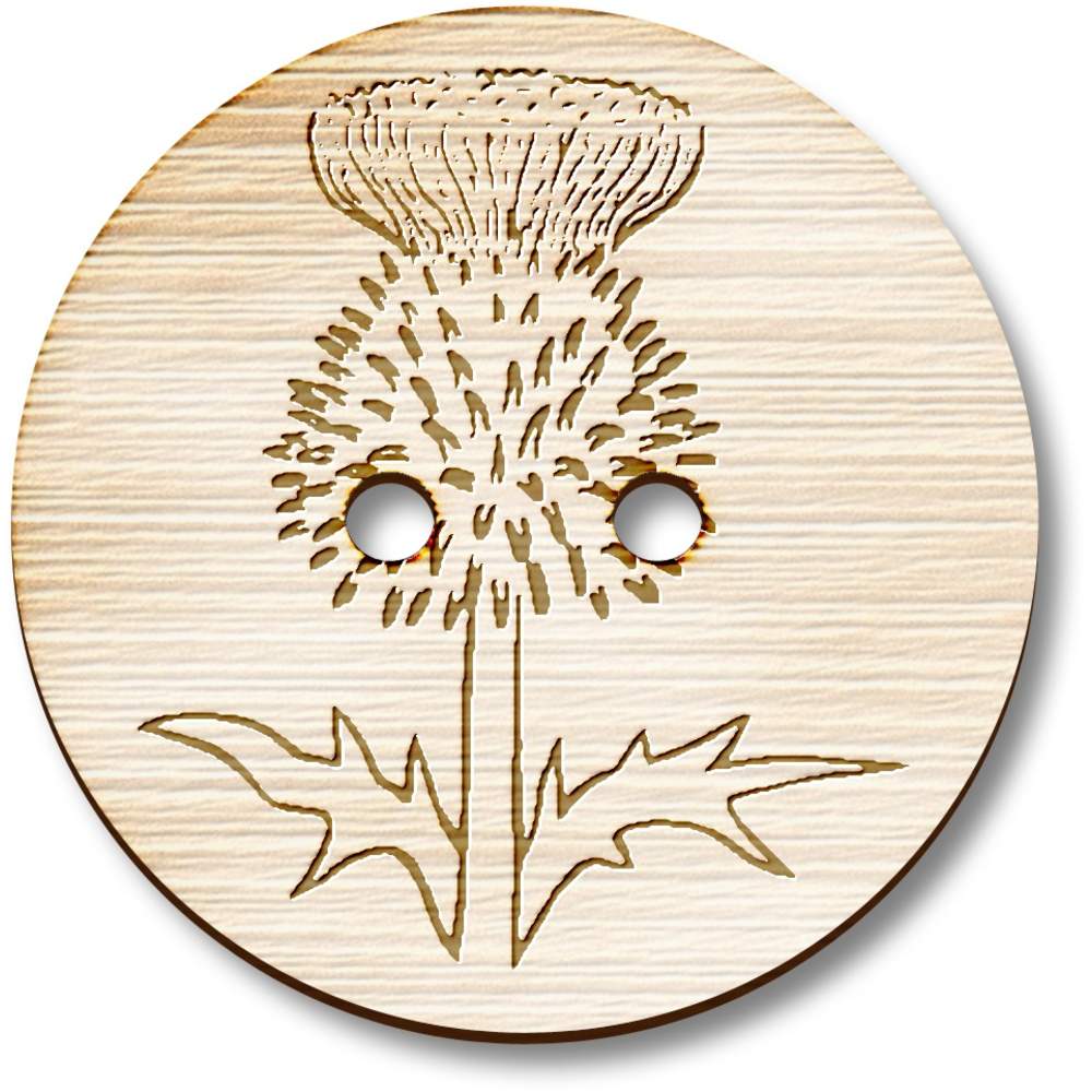8 x 23mm 'Thistle' Round Wooden Buttons (BT00094676)