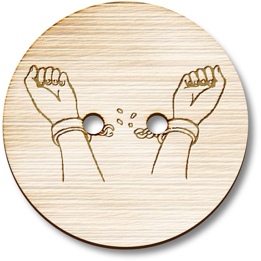 'Breaking Handcuffs' Wooden Buttons (BT024334)