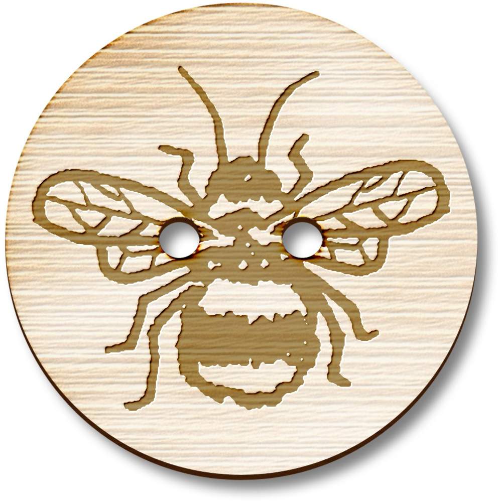 8 x 23mm 'Fuzzy Bee' Round Wooden Buttons (BT00098726)