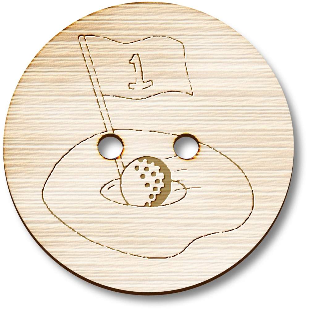 8 x 23mm 'Golf Ball & Hole' Round Wooden Buttons (BT00098776)
