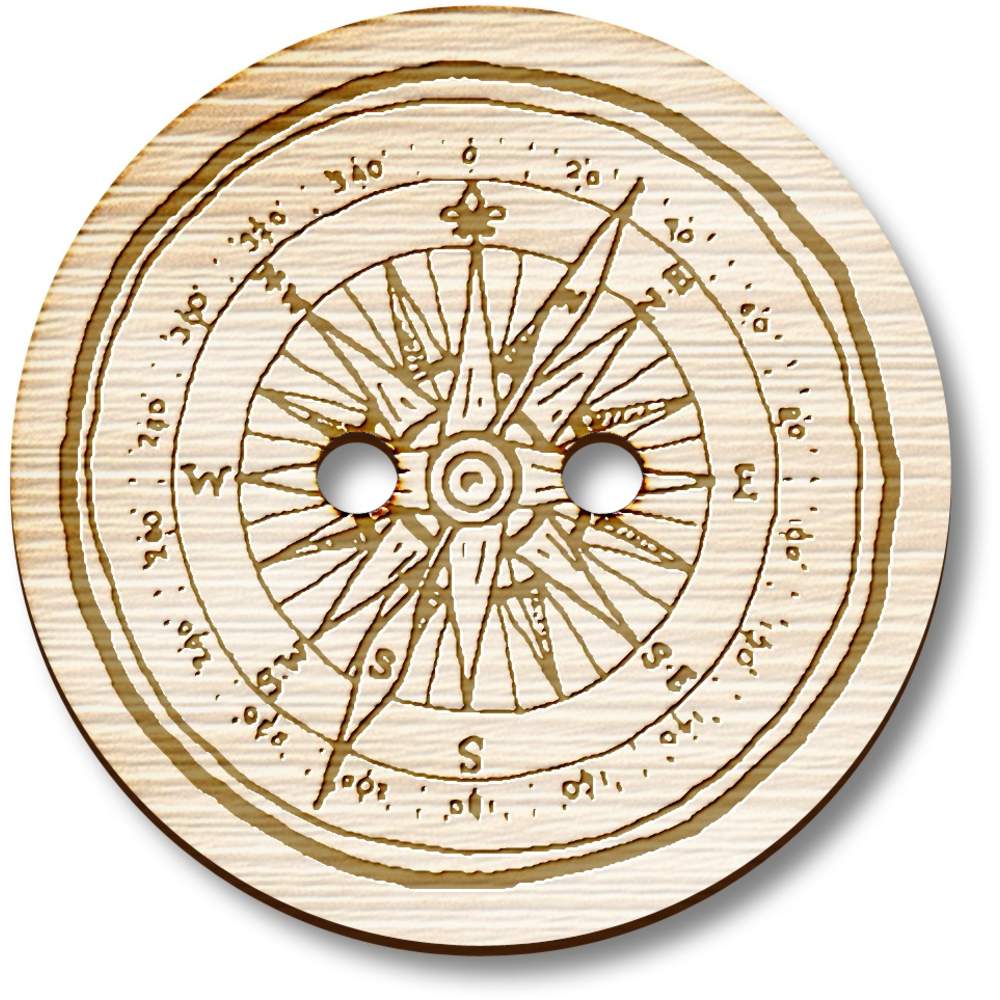8 x 23mm 'Scout Compass' Round Wooden Buttons (BT00101577)