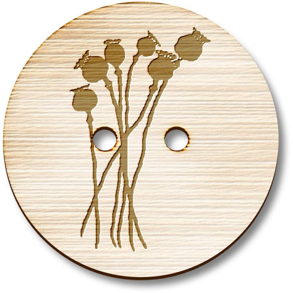 'Poppy Seed Heads' Wooden Buttons (BT028496) - Picture 2 of 3