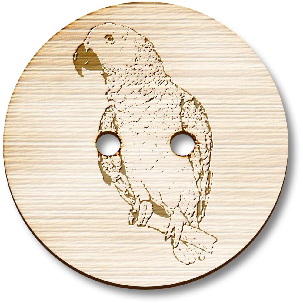 'African Grey Parrot' Wooden Buttons (BT028546)