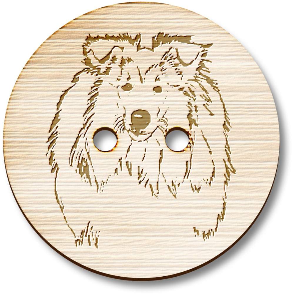 'Rough Collie' Wooden Buttons (BT028724)