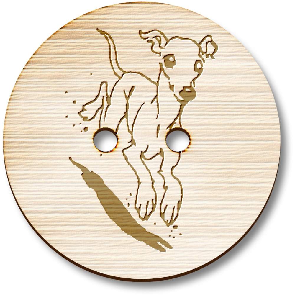 8 x 23mm 'Bounding Whippet' Round Wooden Buttons (BT00107363)