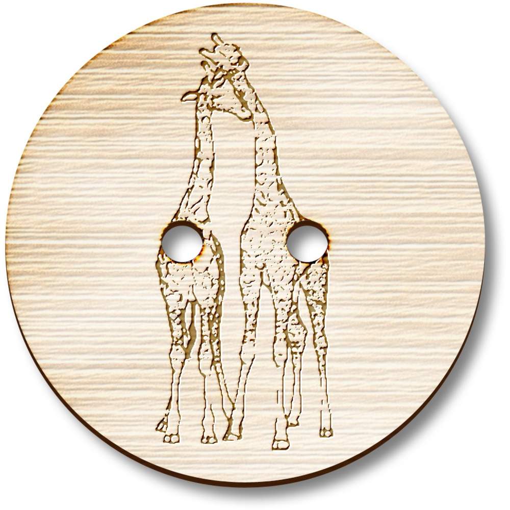 'Cuddling Giraffes' Wooden Buttons (BT035232)