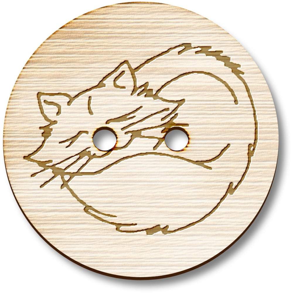 'Sleeping Cat' Wooden Buttons (BT002681)