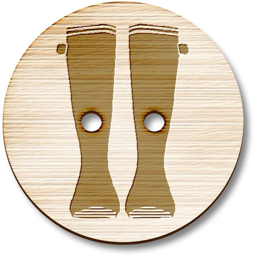 'Rubber Boots' Wooden Sewing Buttons - Round Fasteners for Clothes, Knitting, Crafts and Scrapbooking (BT038544)