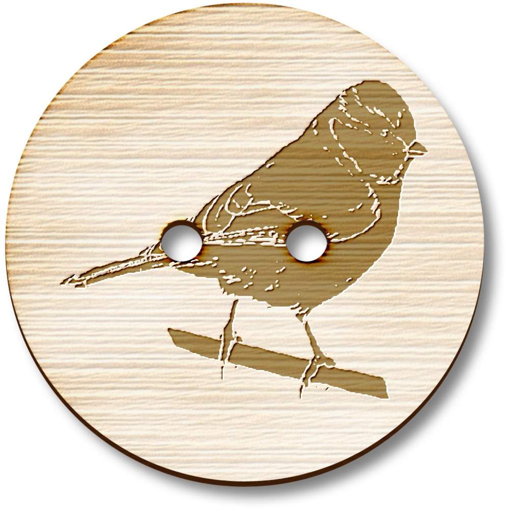 'Blue Tit Silhouette' Wooden Buttons (BT038930)