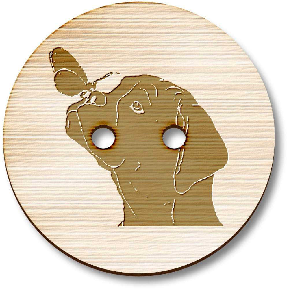 'Boxer Dog & Butterfly Silhouette' Wooden Buttons (BT038943)