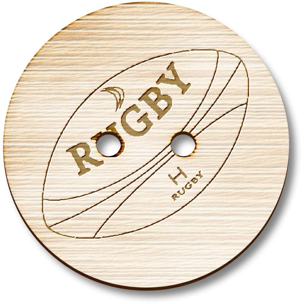 8 x 23mm 'Rugby Ball' Round Wooden Buttons (BT00117480)
