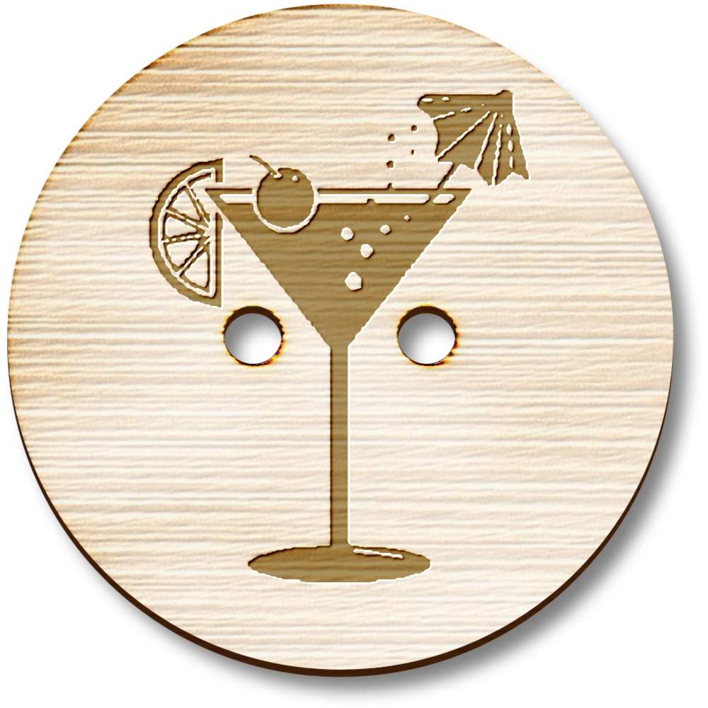 'Cocktail Glass' Wooden Buttons (BT039485)