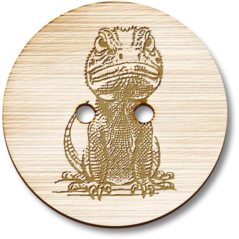 'Angry Lizard' Wooden Buttons (BT043807)