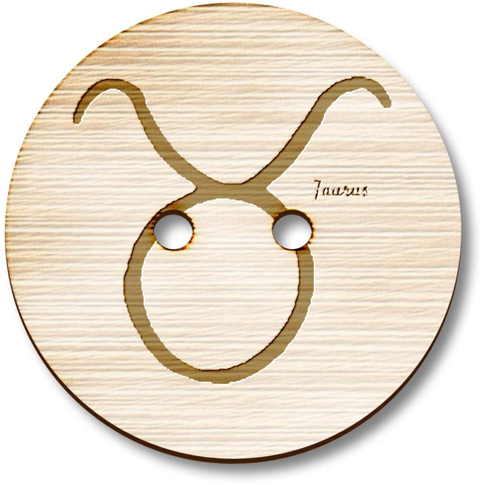 'Taurus Zodiac Symbol' Wooden Buttons (BT044331)