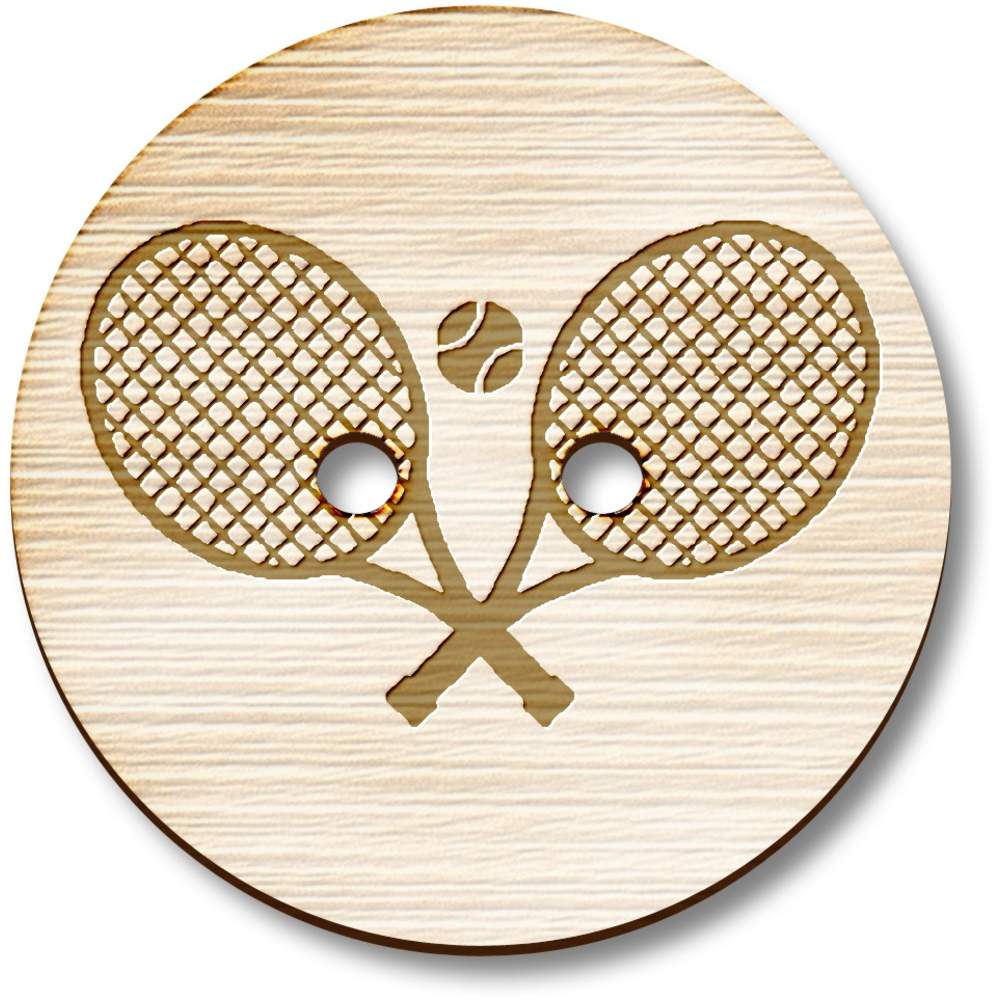 'Tennis Rackets And Ball' Wooden Buttons (BT045350)