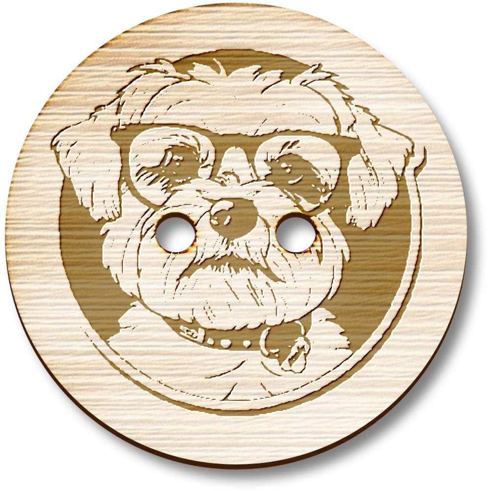 'Maltese Dog with Glasses' Wooden Buttons (BT047291)