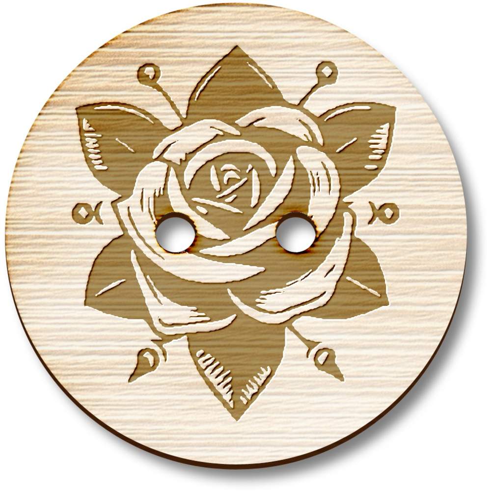 'Rose Flower' Wooden Buttons (BT047701)